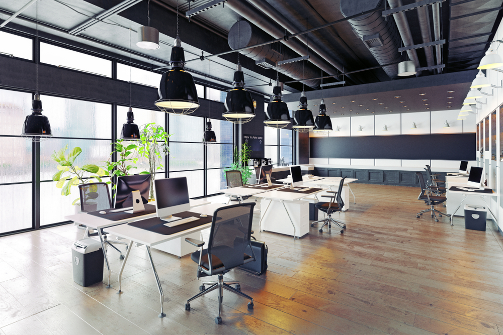 modern cozy loft office interior. 3d rendering